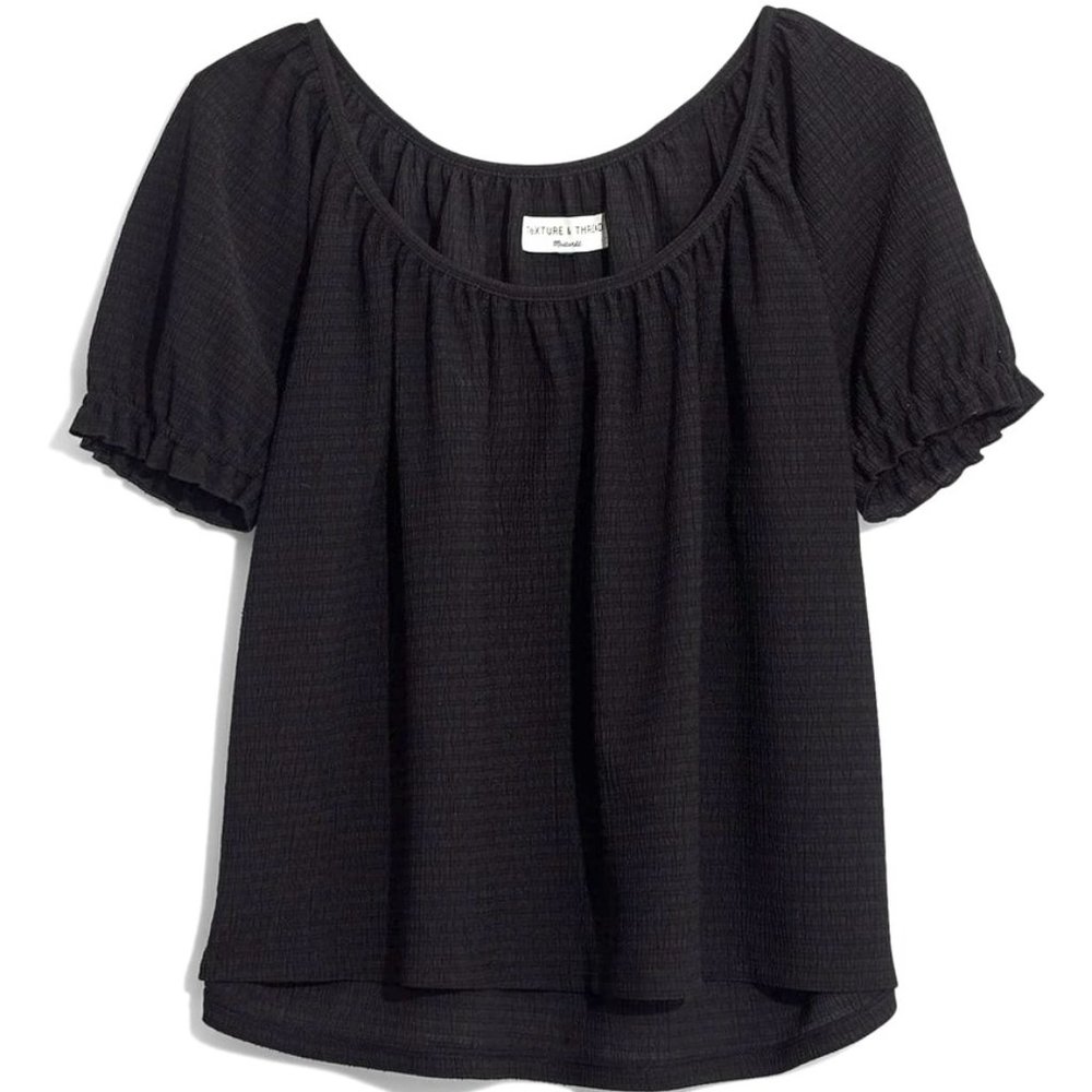 Madewell Texture & Thread Peasant Top True BlackXS